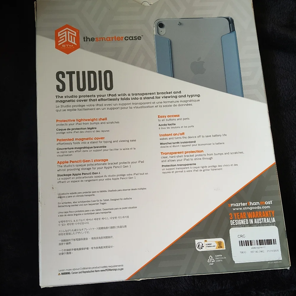 STM Studio iPad 10th Gen Case Blue – Smart Magnetic Stand & Pencil Holder